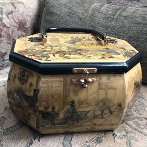 Vintage Wooden Purse Decoupage Anton Pieck Scenes